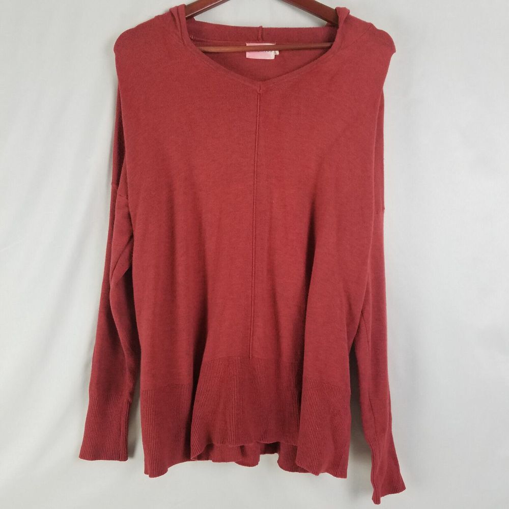 Dreamers Shirt Mens‎ Small Red Baggy Hooded Long Sleeve Knit Pullover Sweater